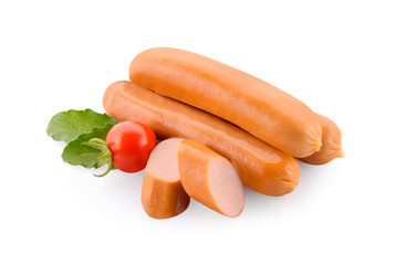 Sausage slices isolated on a white background