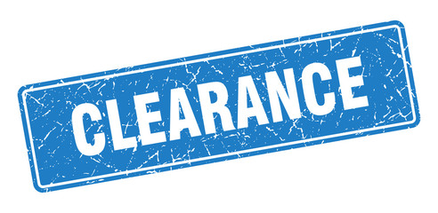 clearance stamp. clearance vintage blue label. Sign