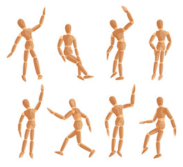 Wooden man, model artist movable limbs doll set