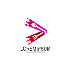 Play logo with cutlery design illustration, Restaurant icon, Delivery food logo
