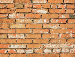 Orange brick wall of an old house