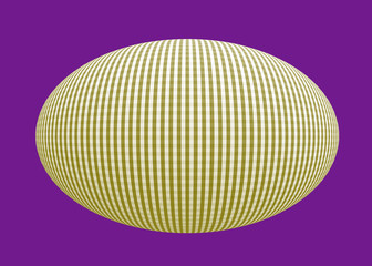An oval black-white sphere on a purple color background.
