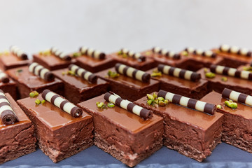 chocolate cakes on a black slate