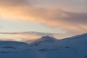 Naklejka na ściany i meble Winter landscape in Dovrefjell National Park