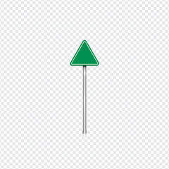 Realistic green road sign with transparent background, vector illustration