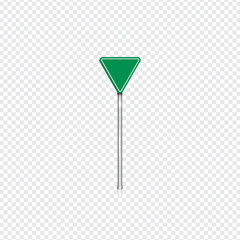 Realistic green road sign with transparent background, vector illustration