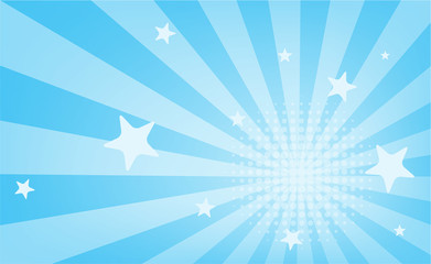 Pop art blue background comic style light and star around dot used as a component of the work using as a background and wallpaper