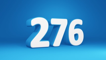 Naklejka na ściany i meble Number 276 in white on light blue background, isolated number 3d render