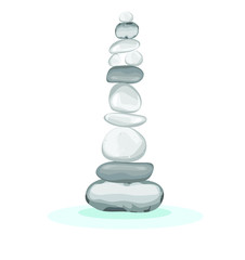 zen pebbles long pyramid gray rocks balanced lifestyle isolated on white background