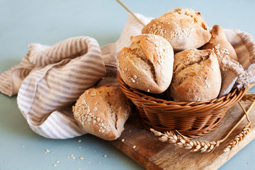 Ciriola romana sourdough buns with oat flakes