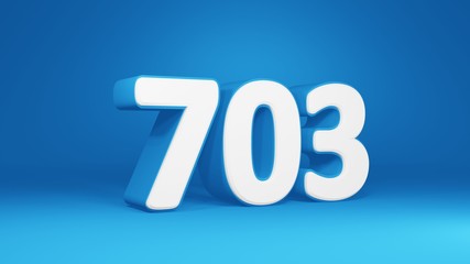 Number 703 in white on light blue background, isolated number 3d render