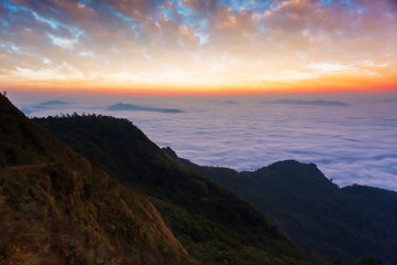 Sunrise at Phu chee dao peak of mountain in Chiang rai,Thailand