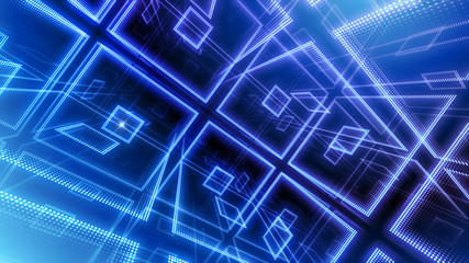 Disco club space illumination neon light room floor wall 3D illustration abstract background