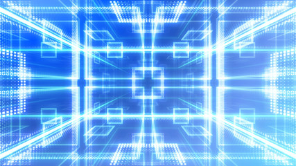 Disco club space illumination neon light room floor wall 3D illustration abstract background