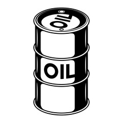 Black oil barrel on a white background.