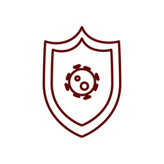 shield with covid19 virus symbol icon, line style