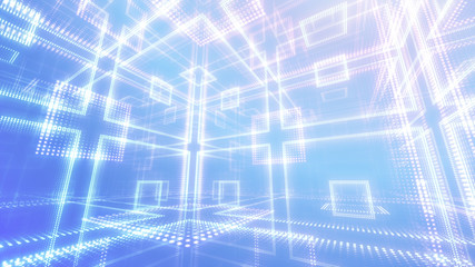 Disco club space illumination neon light room floor wall 3D illustration abstract background