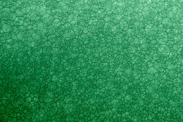 Beer with bubbles and foam in a green bottle