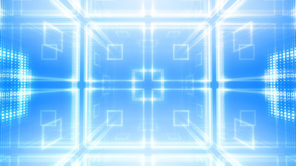 Disco club space illumination neon light room floor wall 3D illustration abstract background