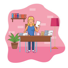 work at home woman character