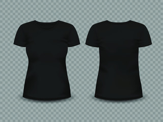 Women's black t-shirt with short sleeve