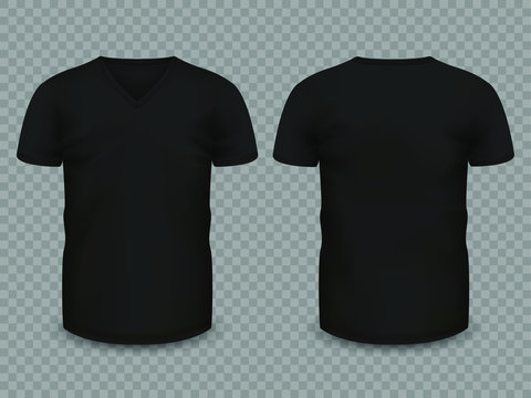 Men's black V-neck shirt template