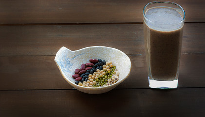 Cereal drink made from black beans, red beans, green beans and soy