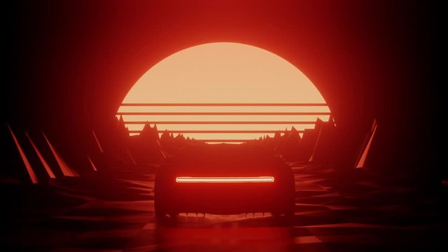 80s Style Car At Sunset Loop