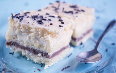 Homemade cakes on a glass plate