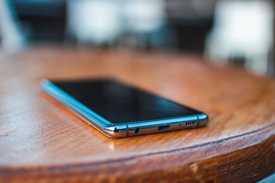 Mobile phone on table