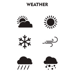 Set Of Weather Icon, Weather sign/symbol Silhouette vector