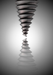  Photo of the splitter screw or cone splitter tip used in forestry to produce firewood. It is a cutting tool of very interesting shape. The photos show the hardness, power and sharpness of this woodwo