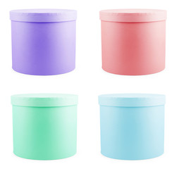 Brown oval cardboard box isolated on white. Studio shot,clipping path set