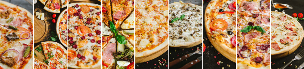 Collage of different pizza variety - obrazy, fototapety, plakaty