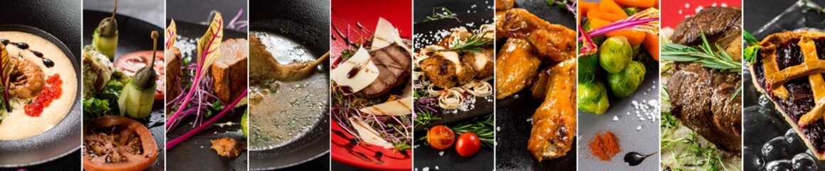 Big collage of various food products