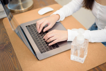 Beautiful woman is working from home