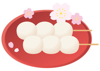 串団子と赤い丸皿