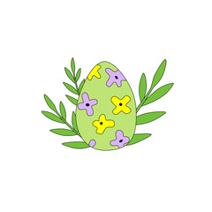 Vector hand drawn outline illustration of EASTER EGG. Icons in flat cartoon style. Coloring bright book design element. Greeting card templates. 