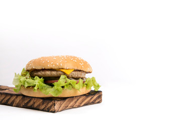 homemade burger on a white background 