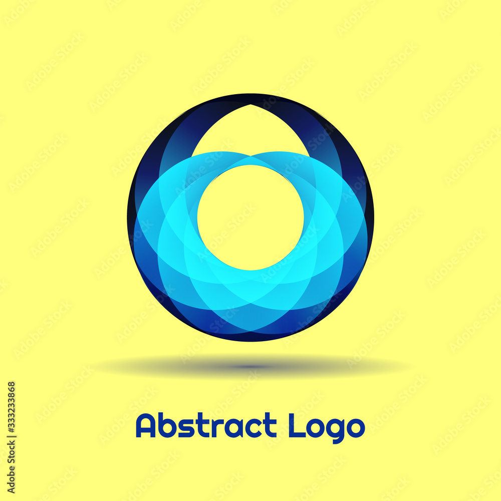 Poster blue dynamic circle logo suitable for corporate identity. vector corporate icon, concep gradient des