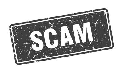 scam stamp. scam vintage gray label. Sign