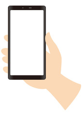 白画面のスマホを持つ手　リアル