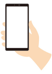 白画面のスマホを持つ手　シンプル