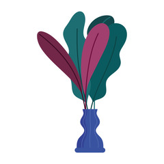 plants in vase decoration interior isolated icon