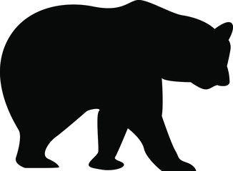 Vector illustration, black silhouette on a white background, bear.