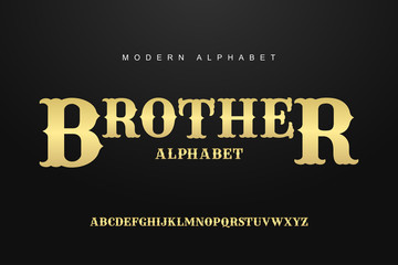 gold alphabet font set. Typography modern style display font. Premium Vector