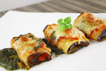 Eggplant parmesan rolls