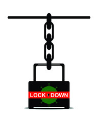 vector illustration of locking a virus with a padlock. lock down a dangerous virus
