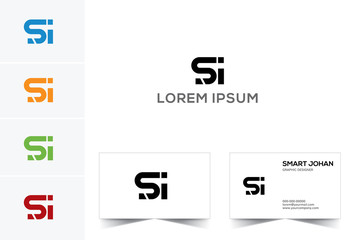SI Letter Logo Design with Creative Modern Trendy Typography and Black Colors.