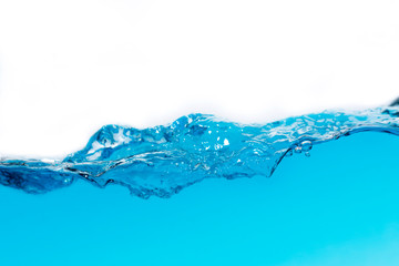Water surface with air bubble, Blue water,Water distribution, White background.